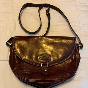 Oroton Dark Brown Leather Crossbody Bag vintage!